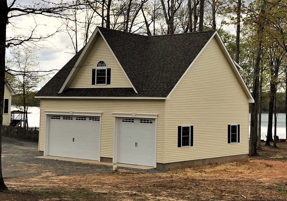 Boston 32 x 34 3 car vinyl garage witjh 11 high ceiling - Custom building by Custom Garages of Virginia