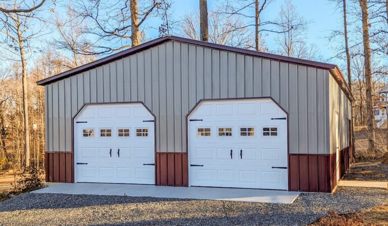 Post frame 2 car garage 28x35 1 - Custom building by Custom Garages of Virginia
