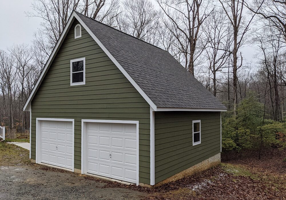 Single story with attic 24 x 24 hardie board siding - Attic Garages by Custom Garages of Virginia